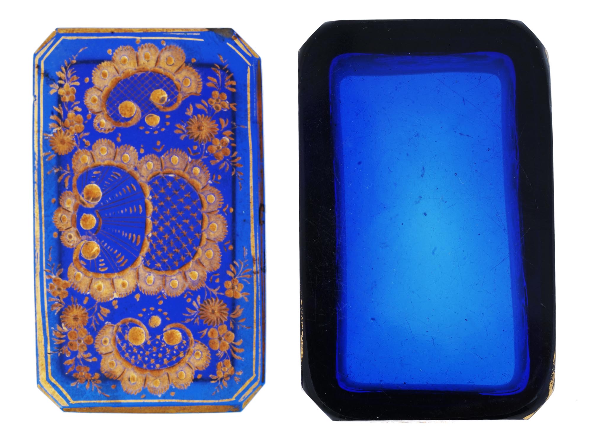ANTIQUE GILT BLUE BOHEMIAN GLASS BOX BY MOSER PIC-3